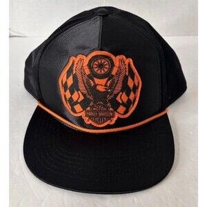 Harley Davidson 120th Anniversary Men's Racing Flag Eagle Black Hat NWOT